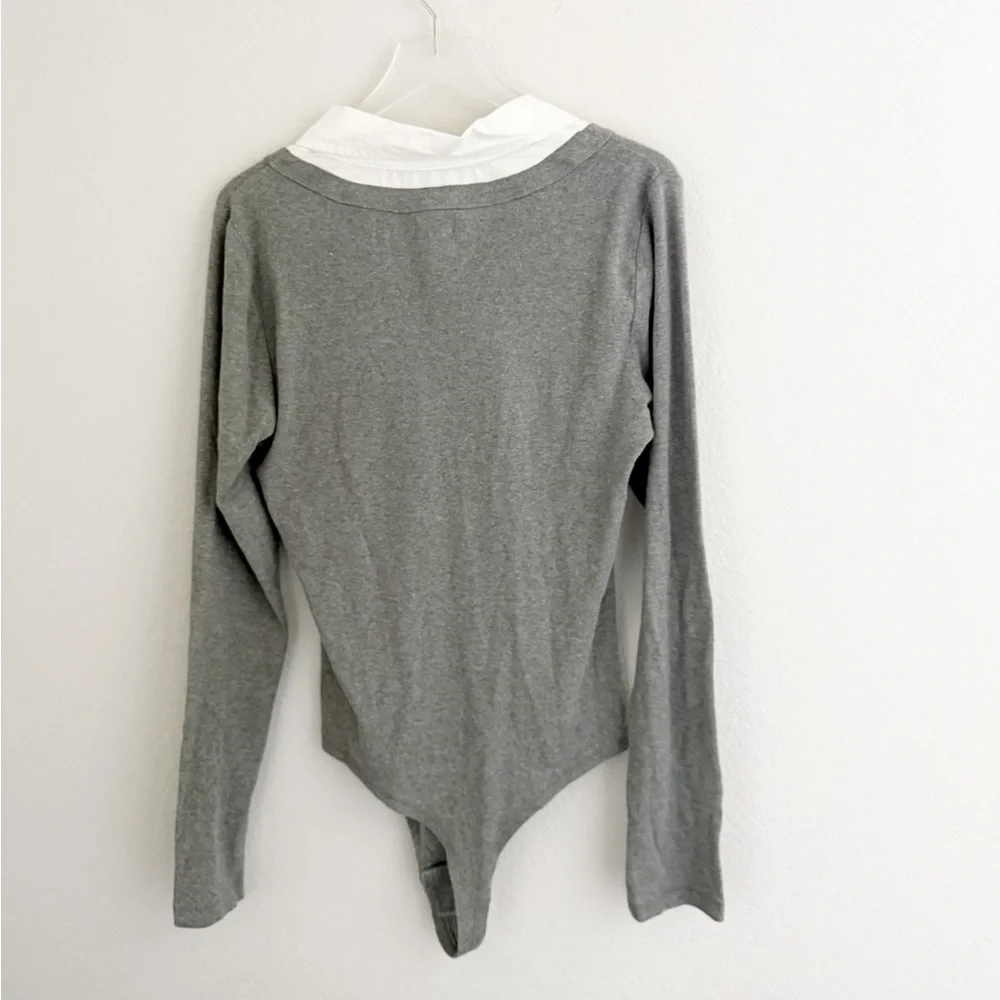 Anthropologie Pilcro Gray Collared Bodysuit - Picture 4 of 6